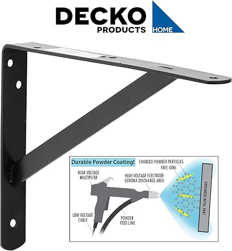 Miniatura 6 de Decko - Soporte resistente para repisa 49144 de 10.5 pulgadas por 7.5 pulgadas, de color negro, paquete de 10 unidades, 49144