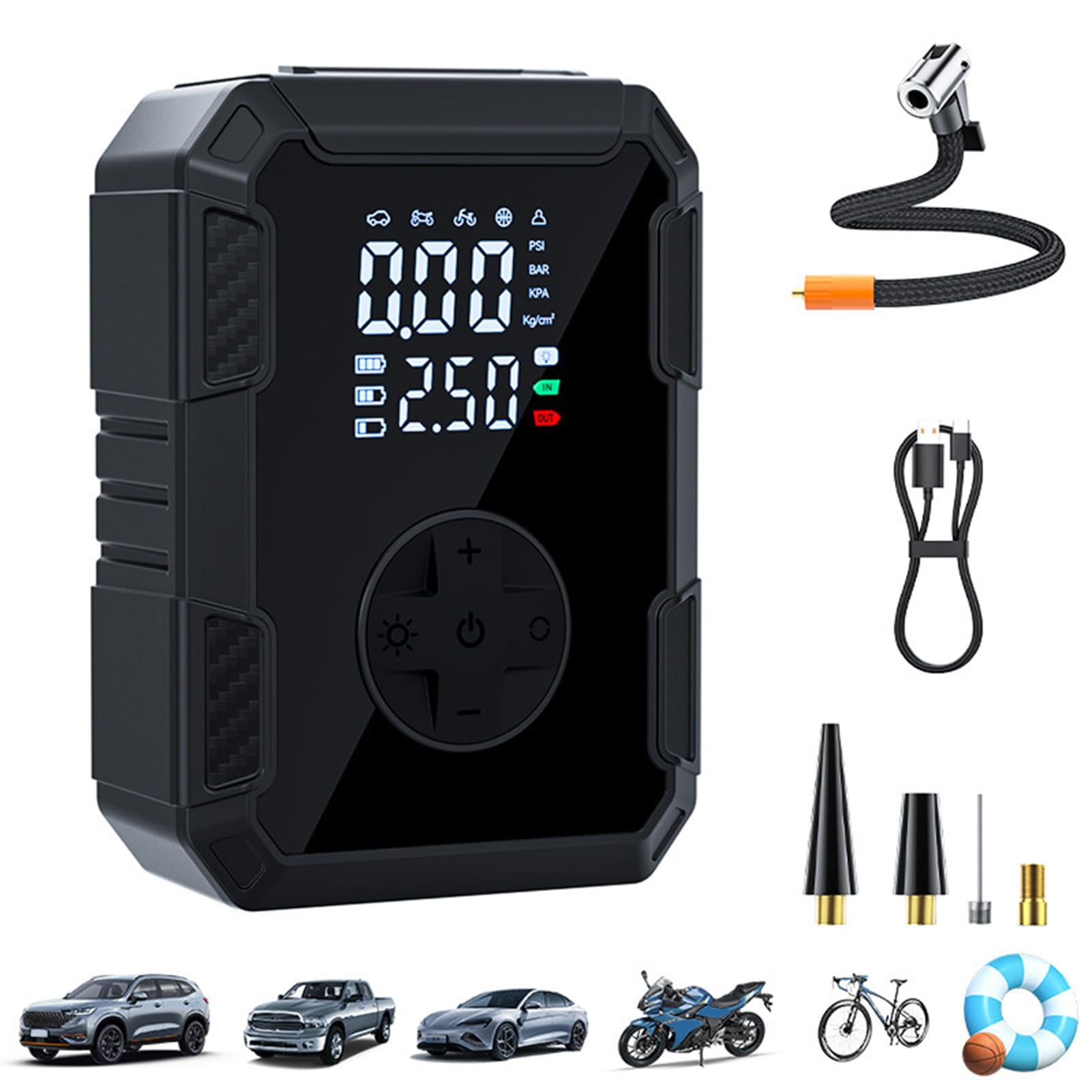 Przenośna Pompa Powietrza Inflator 150PSI Bezprzewodowa Elektryczna | Przenośna Pompa Powietrza Samochodowa Do Opon Dla SUV Sedan Motocykl Koszykówka Piłka Nożna Pływaki Basenowe Zabawki