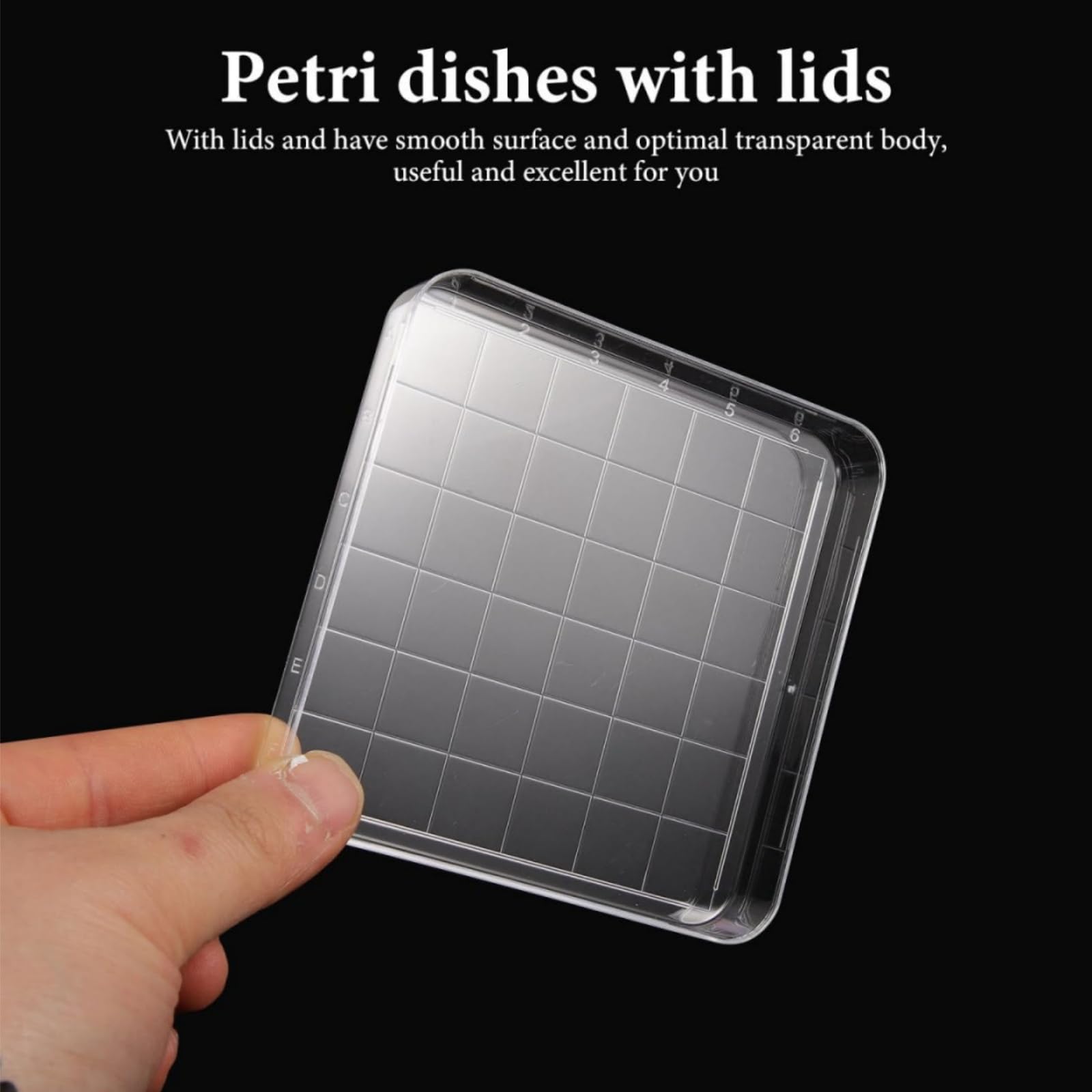 Boîtes de Petri carrées 10x10 cm en plastique avec couvercle transparent et grille - lot de 20 - pour laboratoire, microbiologie, mycologie, culture cellulaire, projets scolaires et recherches
