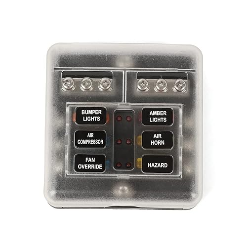 CNNELL Caja de fusibles de hoja de bloque de fusibles de 6 vías con indicador LED para 12 V 24 V coche marino 6 circuitos portafusibles bloque de