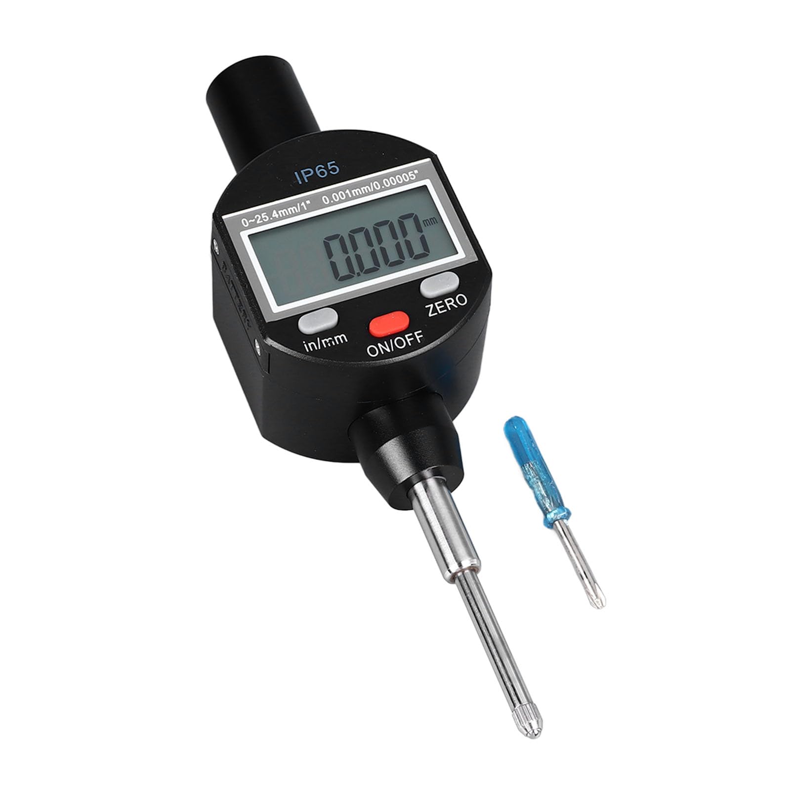 Indicador de dial digital Indicador de alta precisión Resolución de 0,00005 pulgadas Rango de 0 a 25,4 mm Pantalla portátil impermeable IP65 para medición de taller industrial