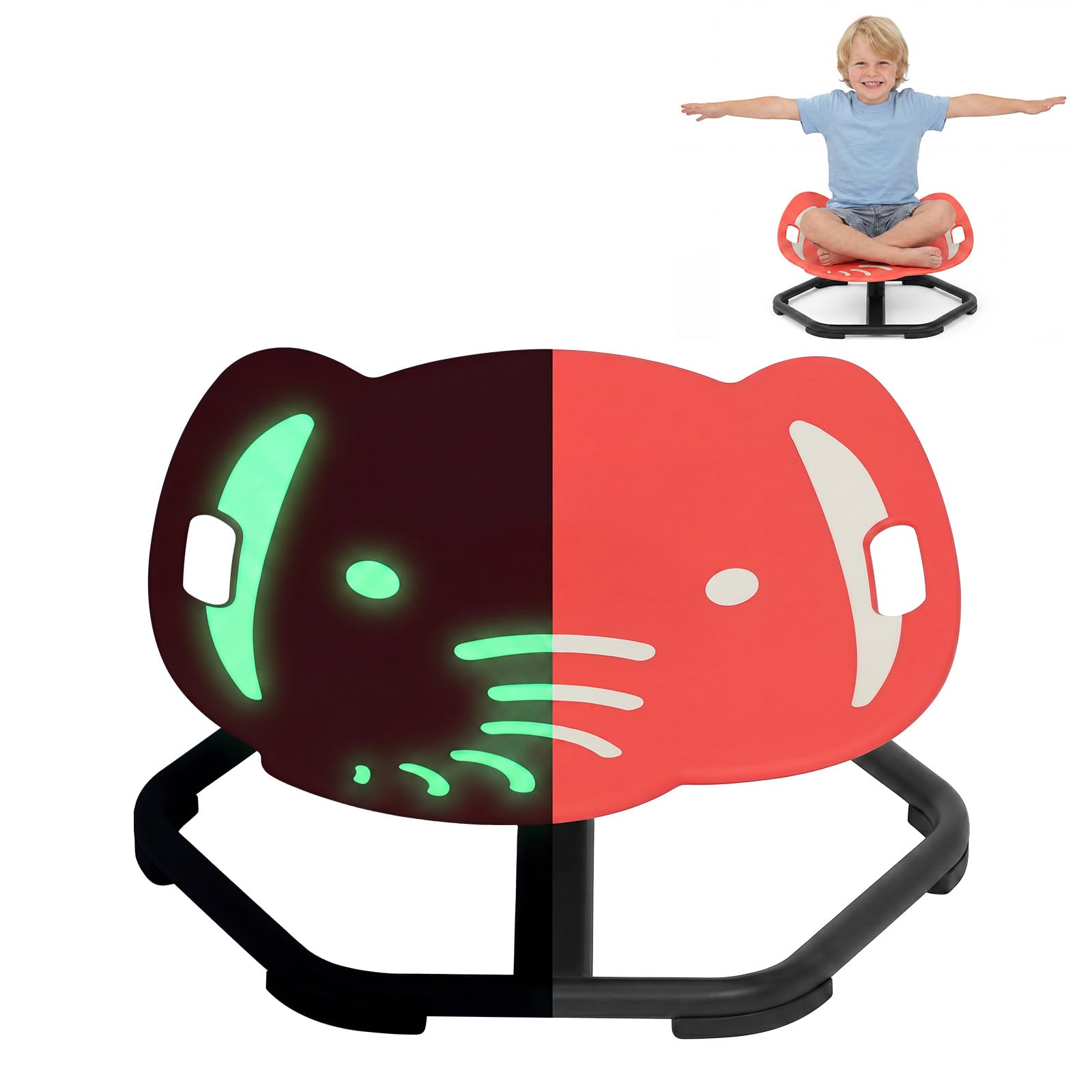 RBFGYIOP Fluorescent Elephant Sensory Spinning Chair for Kids with Upgrade Handle – 360° Quiet Swivel Seat for Autism, ADHD, SPD, Anti-Slip Base, Vestibular Toy for Balance