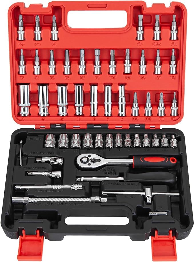 UTRIORIX 53 Items Bit socket, extension bar, universal joint, 1/4-inch ratchet socket wrench set drive, Hand Tools for Home Use, CR-V Deep Socket Tool Kit for Household and Auto Repair. (B0D9CZTKNF) Amazon Price History, Amazon Price Tracker