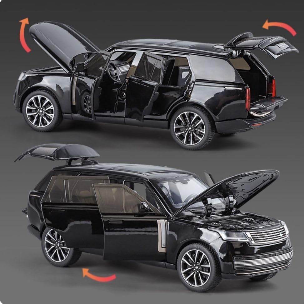 Image of FEXXA 1:32 Scale Ran GE Rover 2022 Die-Cast Metal Car with Sport car Openable Doors Light and Sound,Pull Back Function Indoor Outdoor Toy for Kids (1.32 Scale- Black)