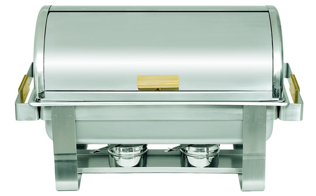 Update International 8 Qt Stainless Steel Rectangular Gold-Accented Roll-Top Chafer