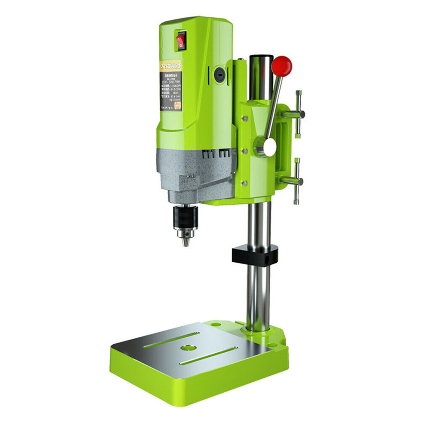 710W Drill Press Stand, Home and Garden Mini Bench Drills with 5 Speed Setting, Height Adjustable Workbench Repair Tool, DIY Wood Drilling Machine Green