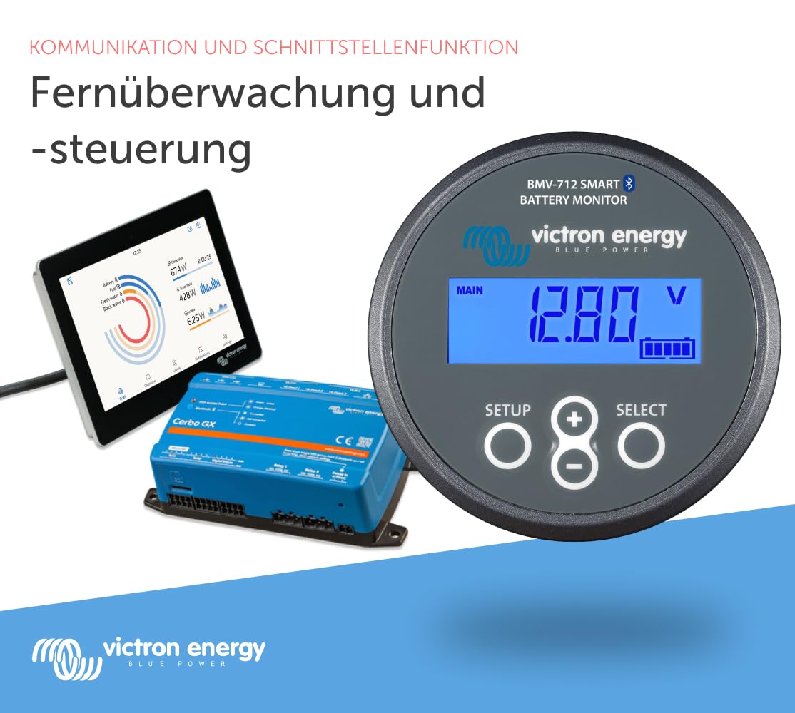 Victron Energy BMV-712 Smart Batteriemonitor - 6.5-70 VDC - Fungiert als Batteriewächter - Display und Bluetooth - Grau