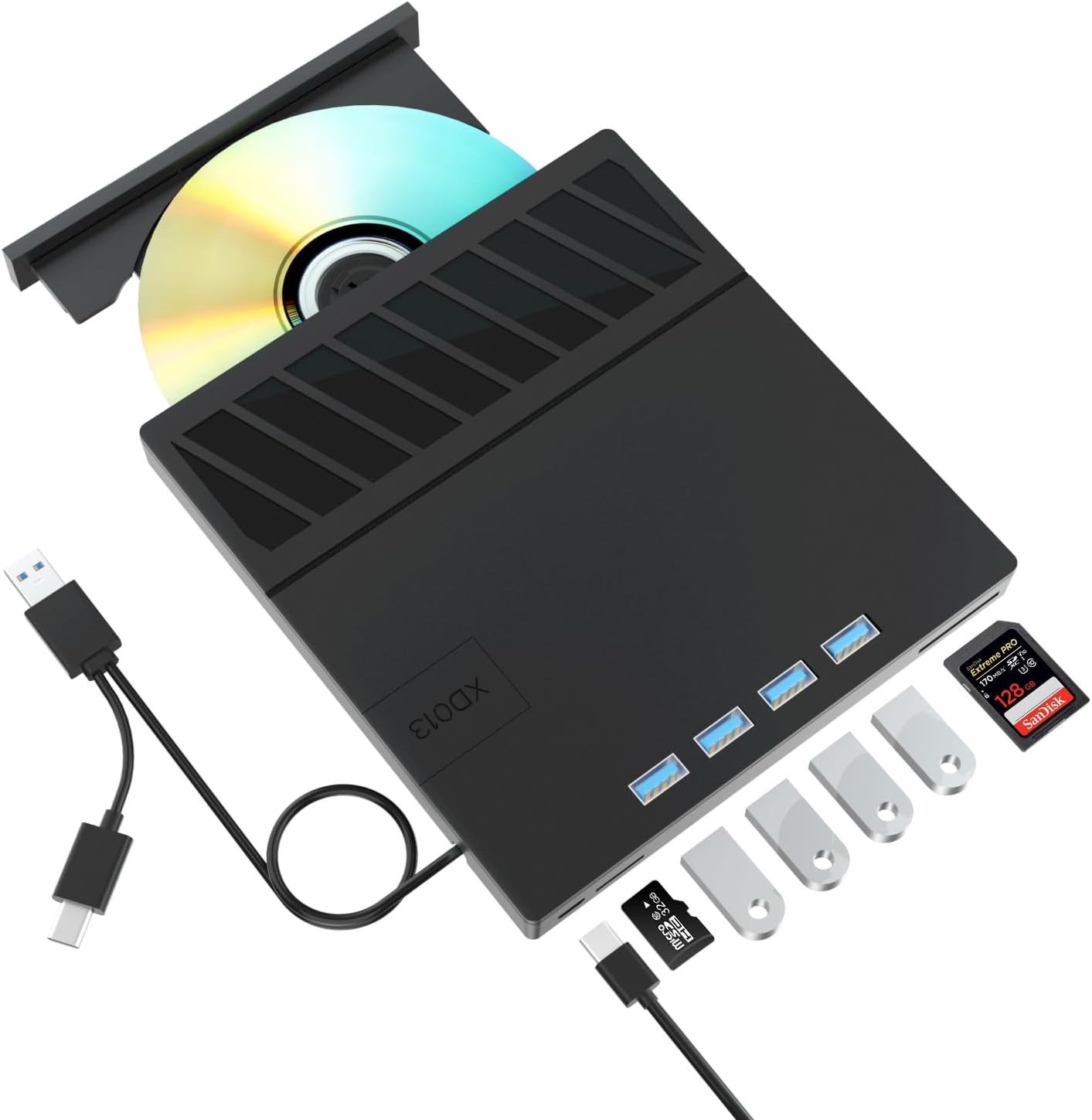 Verbatim Externer Slimline Bluray Writer mit USB 3.2Kabel, externer