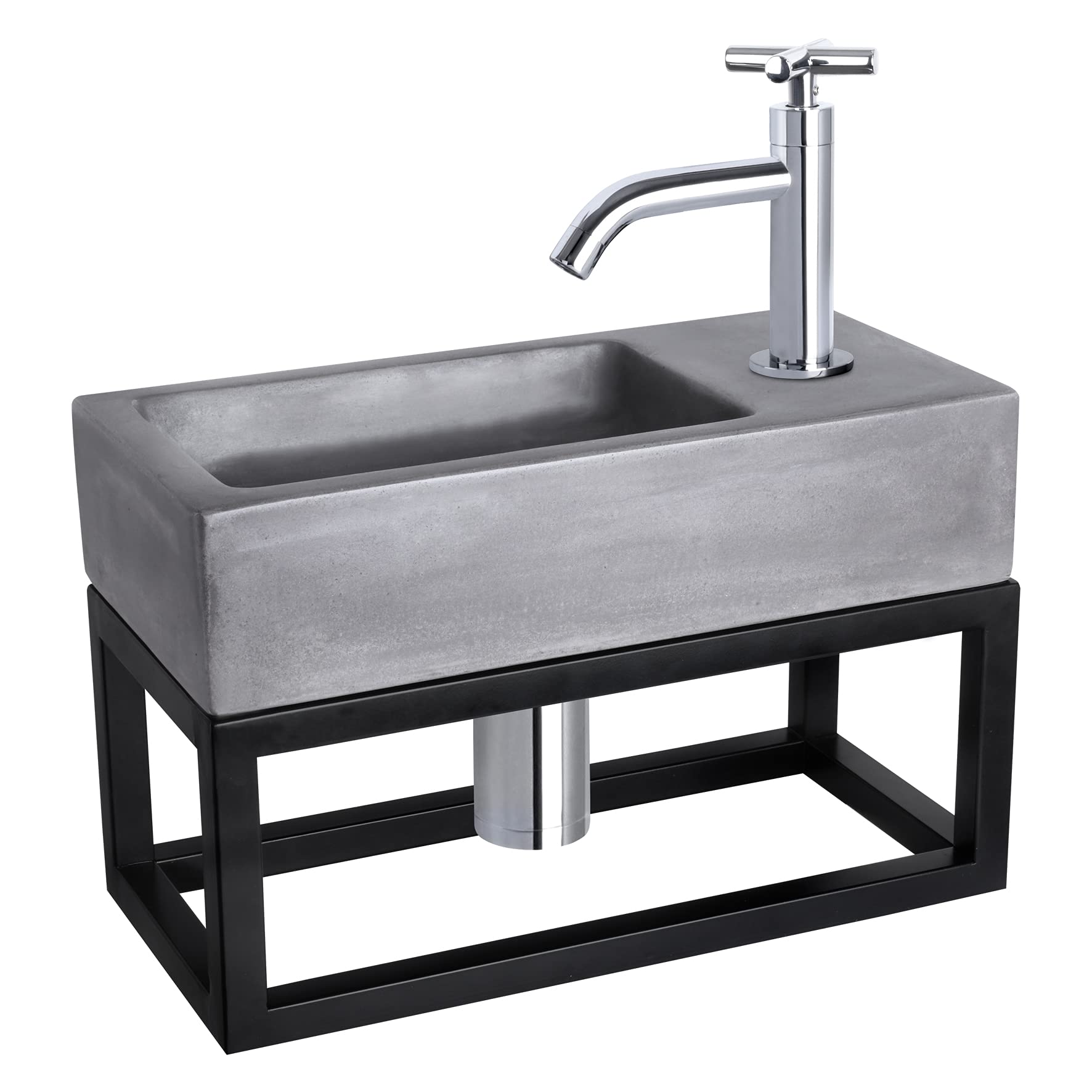 Lave-mains en béton gris foncé et robinet chromé chic Differnz Ravo