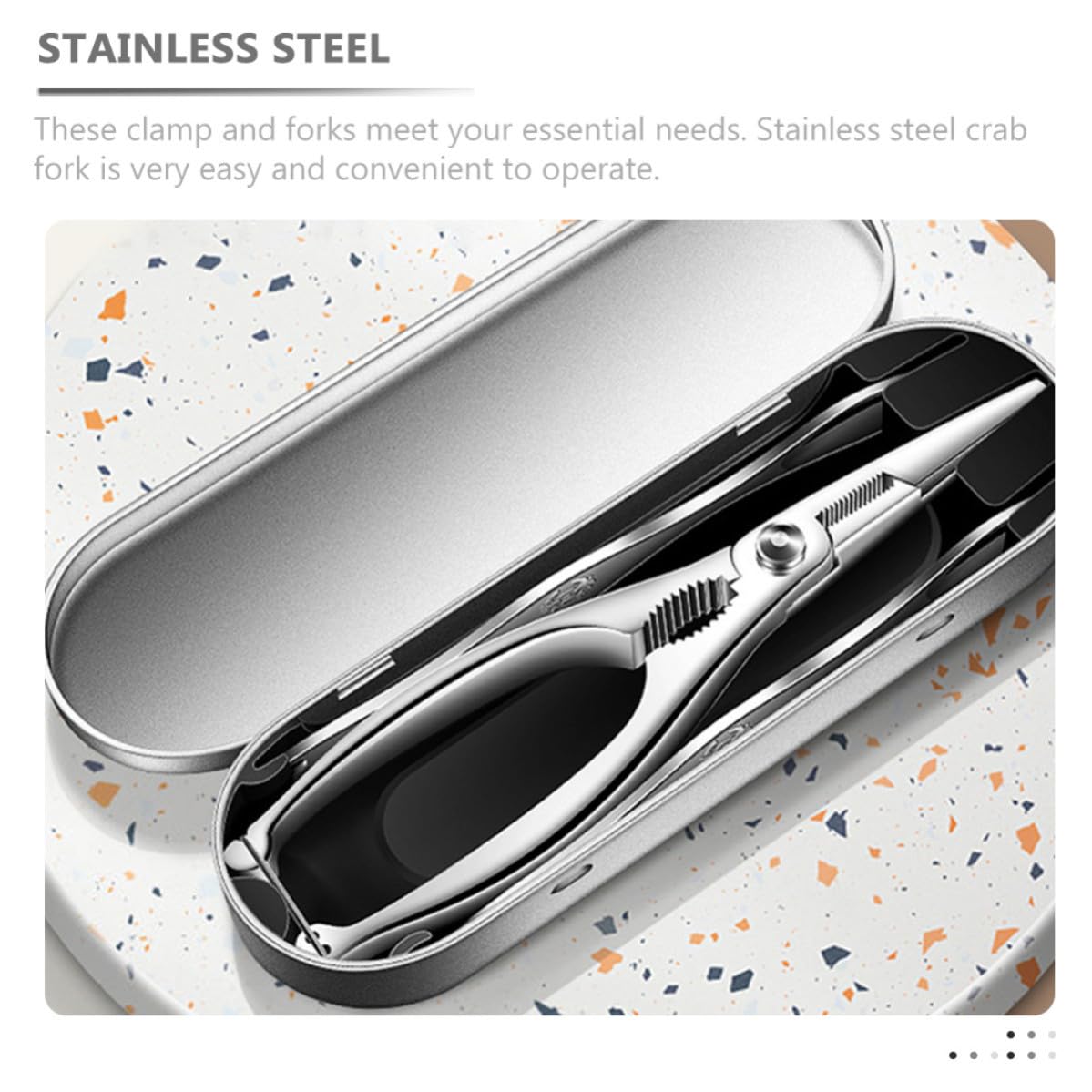 Kit Acciaio Inossidabile 1 Set per Granchio e Capesante con Forchettone e Pinze, Utensili Riutilizzabili Ideali per Cucina Domestica