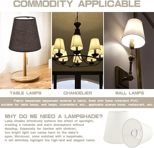 Miniatura 5 de 2 piezas de pantalla pequeña de tela de lino con clip en la bombilla pantalla de tela de barril cubierta de lámpara de lino de repuesto para