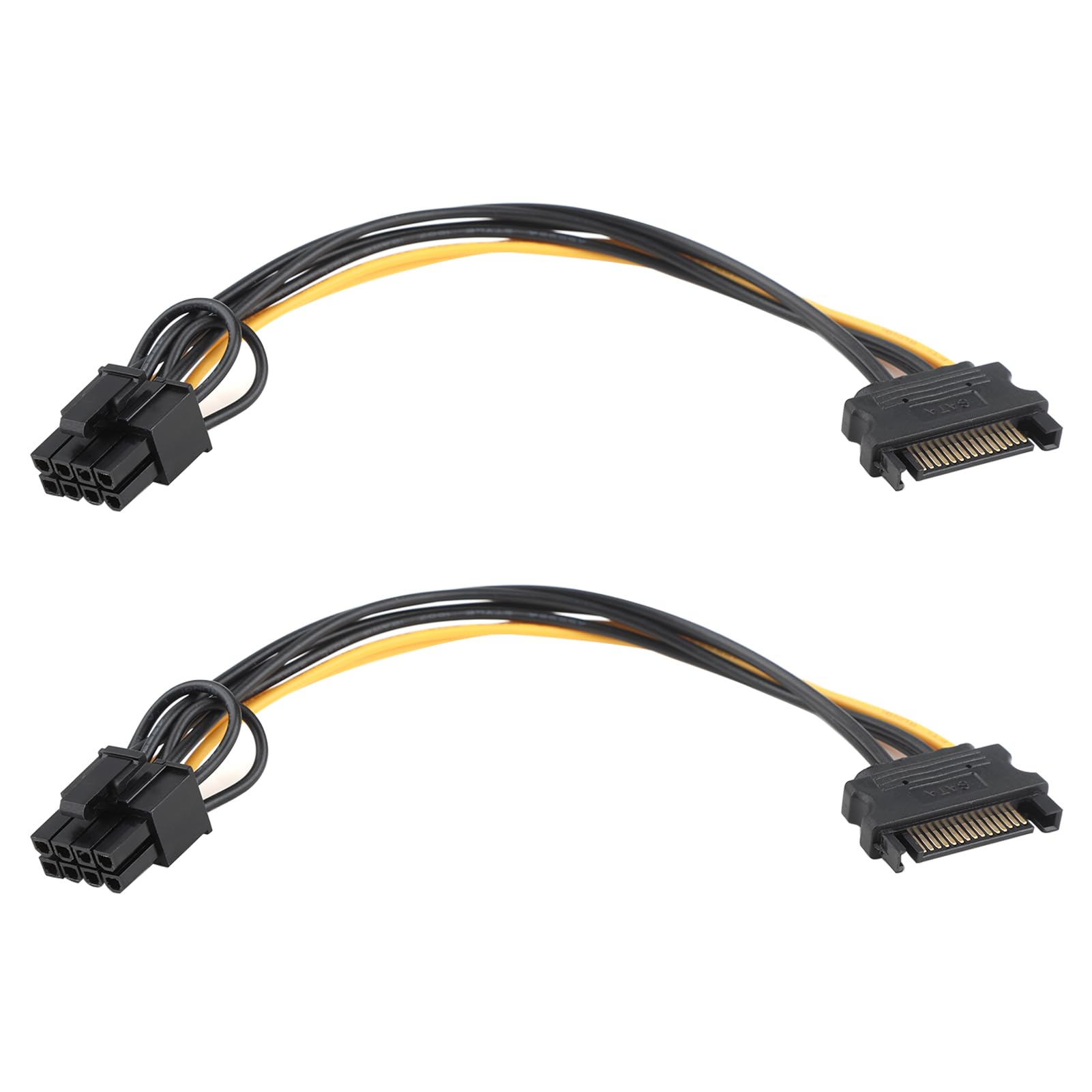 2 Pack Sata Power Cables 15 Pin Sata to 8Pin (6+2 Pin) PCI Express Graphics Card Power Splitter Cable Reverse Power Adapter Cable Serial Port Converter Video Card Power Supply Cables 20cm