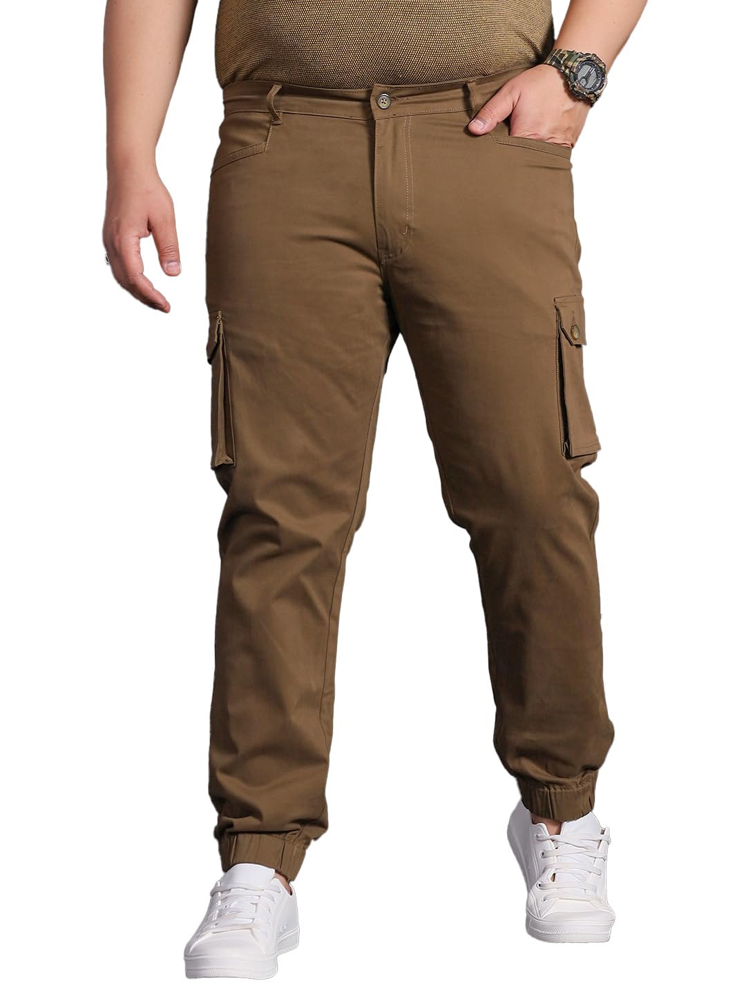 bigbanana Plus Size Men's Regular Fit Solid Trousers-picture-32