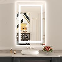 Vista 160 de WTTY LED Bathroom Mirror 32"x32" with Backlit and Front Light,Stepless Dimmable LED Mirror for Bathroom,Anti-Fog Lighted Bathroom Vanity Mirror