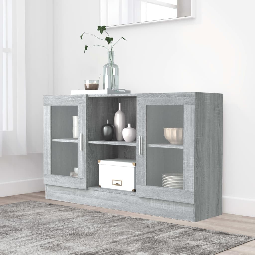 vidaXL Armoire à Vitrine Buffet Organisateur de Maison Meuble de Rangement Salle de Séjour Intérieur Sonoma Gris 120x30,5x70 cm Bois d'Ingénierie