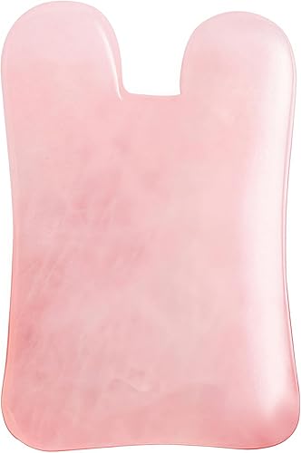 Miniatura 9 de LZLRUN Rodillo de jade de cuarzo rosa, tablero de jade real, masajeador de hongos, herramienta de masaje facial Guasha (forma de mariposa)