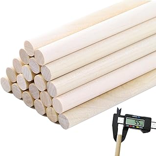 3/8 x 15 Wooden Dowel Rods 20PCS Round Wood Dowels for Crafts, Unfinished Hardwood Sticks for Macrame Arts, DIYers, Crafting, Wedding Wands and Flag Poles