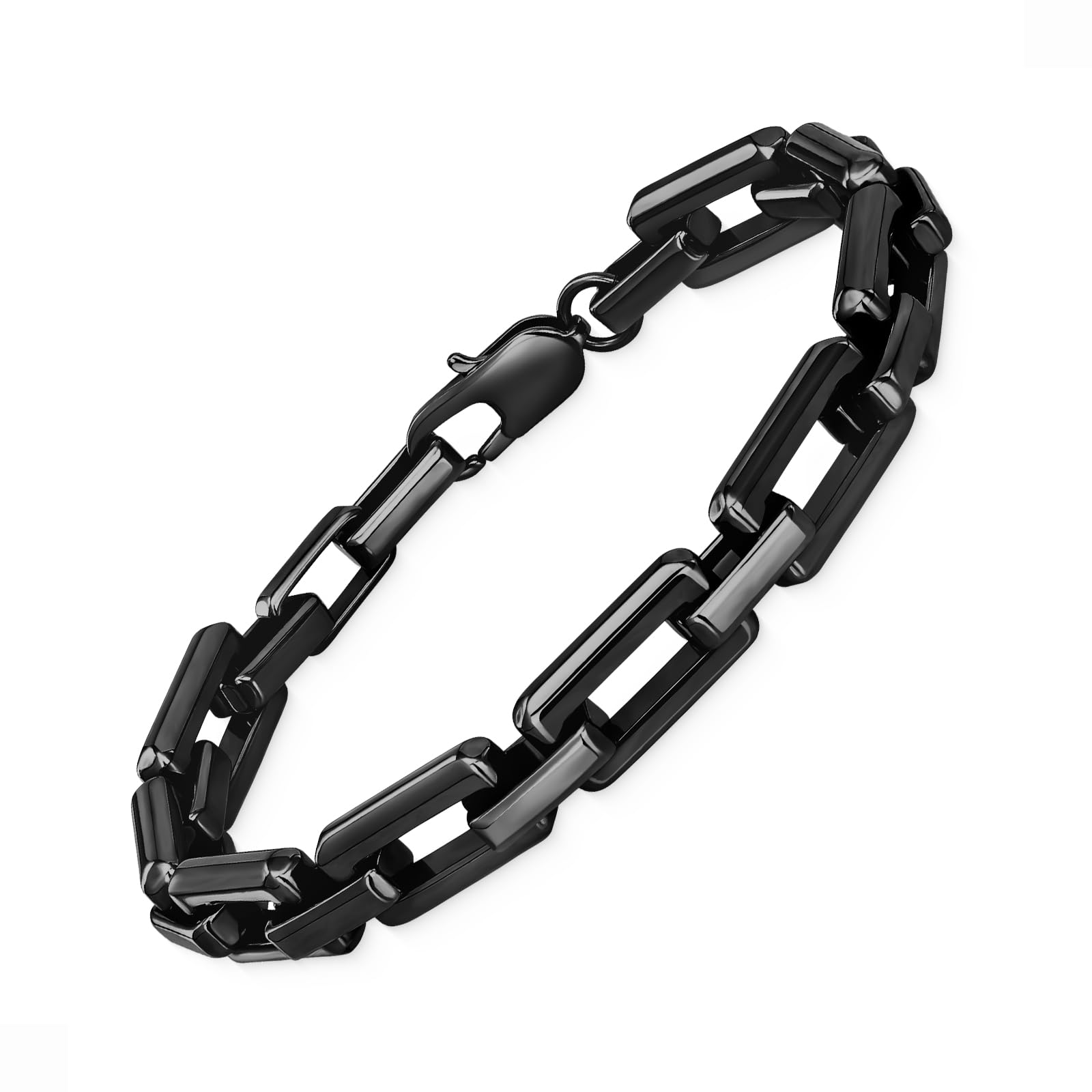 LUCKY2+7 Bracelets for Men,Black Stainless Steel for Men Bracelets,Trendy Paperclip Short Bracelets Gifts for Husband Father Friends