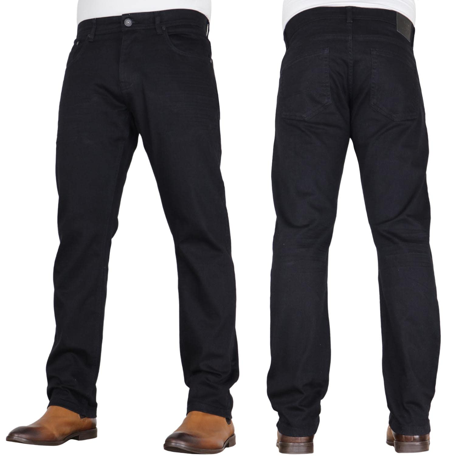 Crosshatch Men's Black (Without Belt) 'Tarrow' Straight Leg Stretch Denim Jean With Designer Belt By Jeanbase 32W X 32L