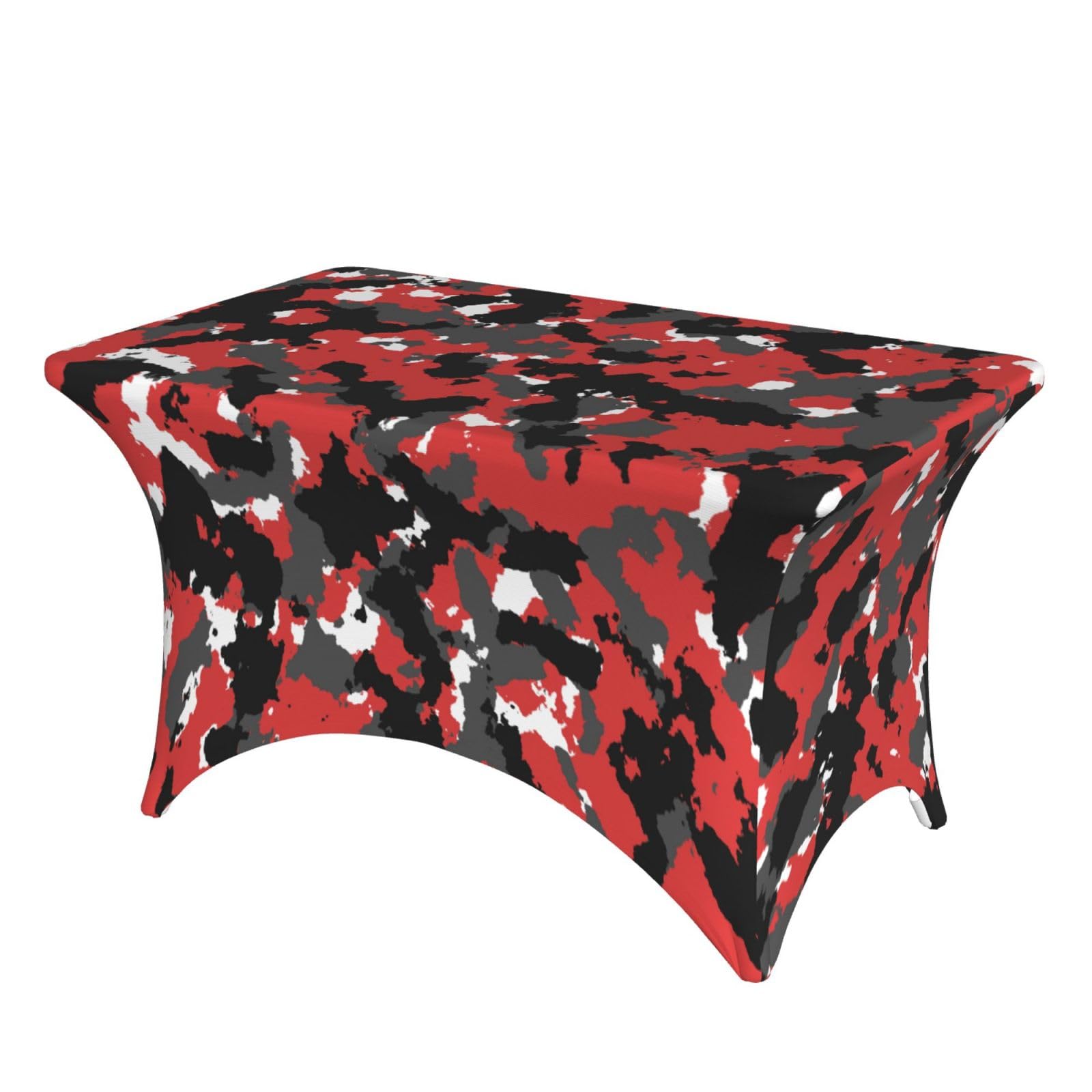 Dcehgew Camouflage 4Ft Spandex Rectangular Table Cloth, Printed Fitted Elastic Tablecloths Washable Table Cover For Event, Wedding, Banquet & Party