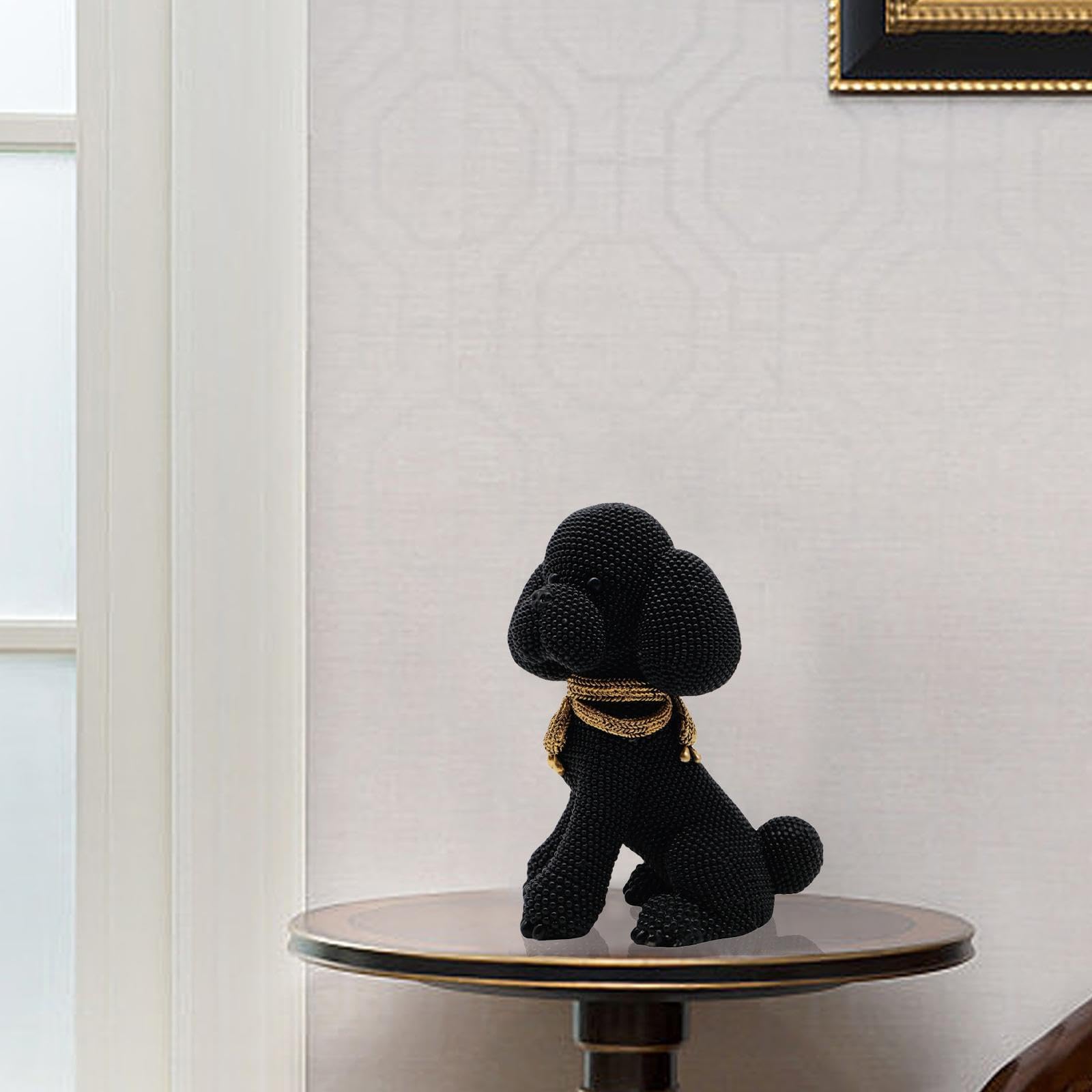 mophrati Statua da tavolo a forma di cane: opera d'arte moderna e creativa per l'arredamento, realizzata con resina di qualità, statue decorative per amici, ecc.
