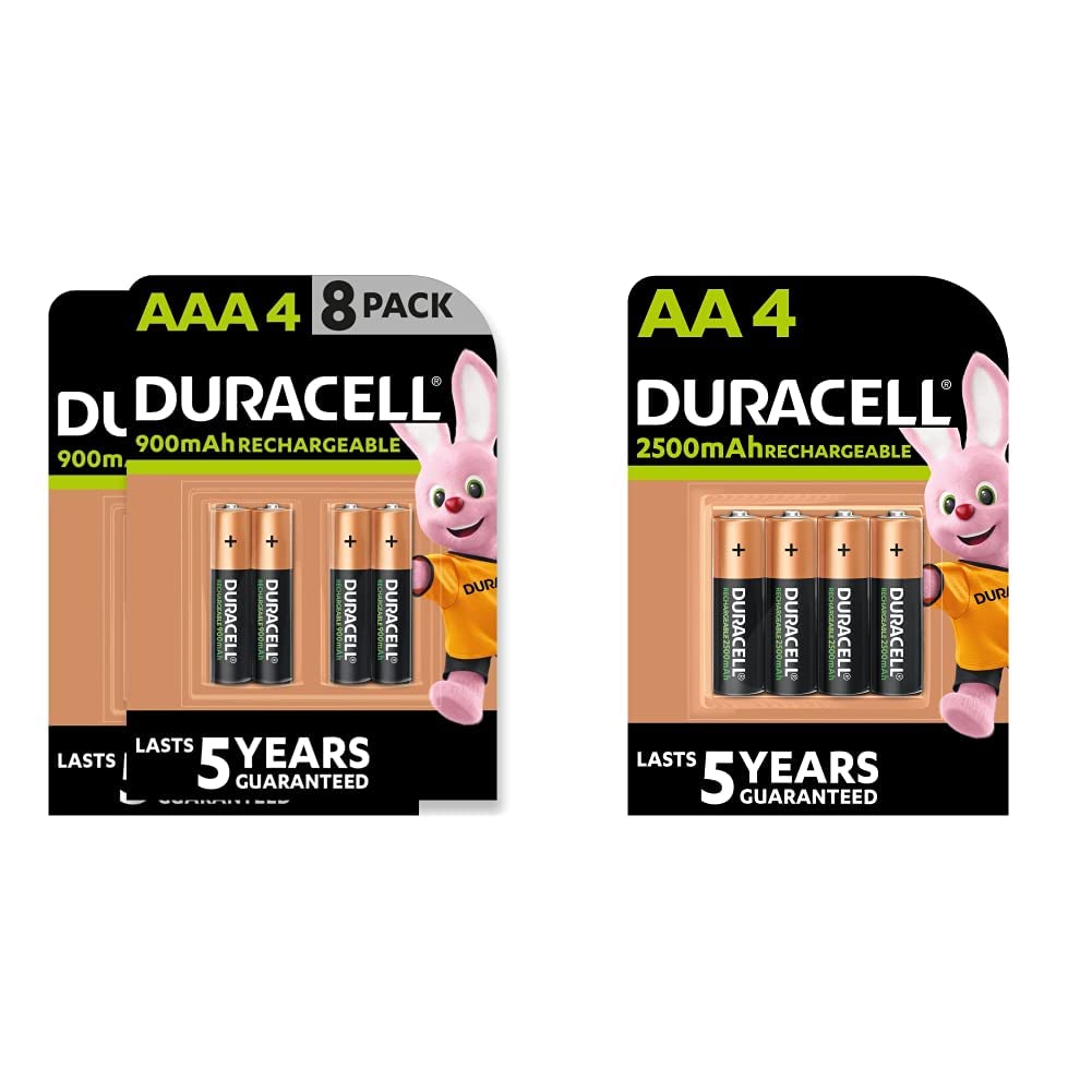 Duracell Rechargeable AAA 900 mAh Micro Akku Batterien HR03, 8er Pack [Amazon exklusiv] & Rechargeable AA 2500 mAh Mignon Akku Batterien HR6, 4er Pack