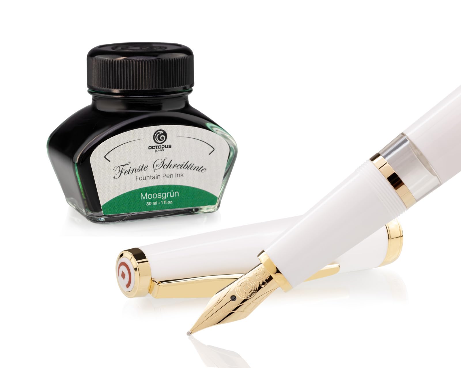 Cleo Skribent Classic Gold zestaw piór wiecznych, kolby, pióro M i tusz 30 ml, zielony