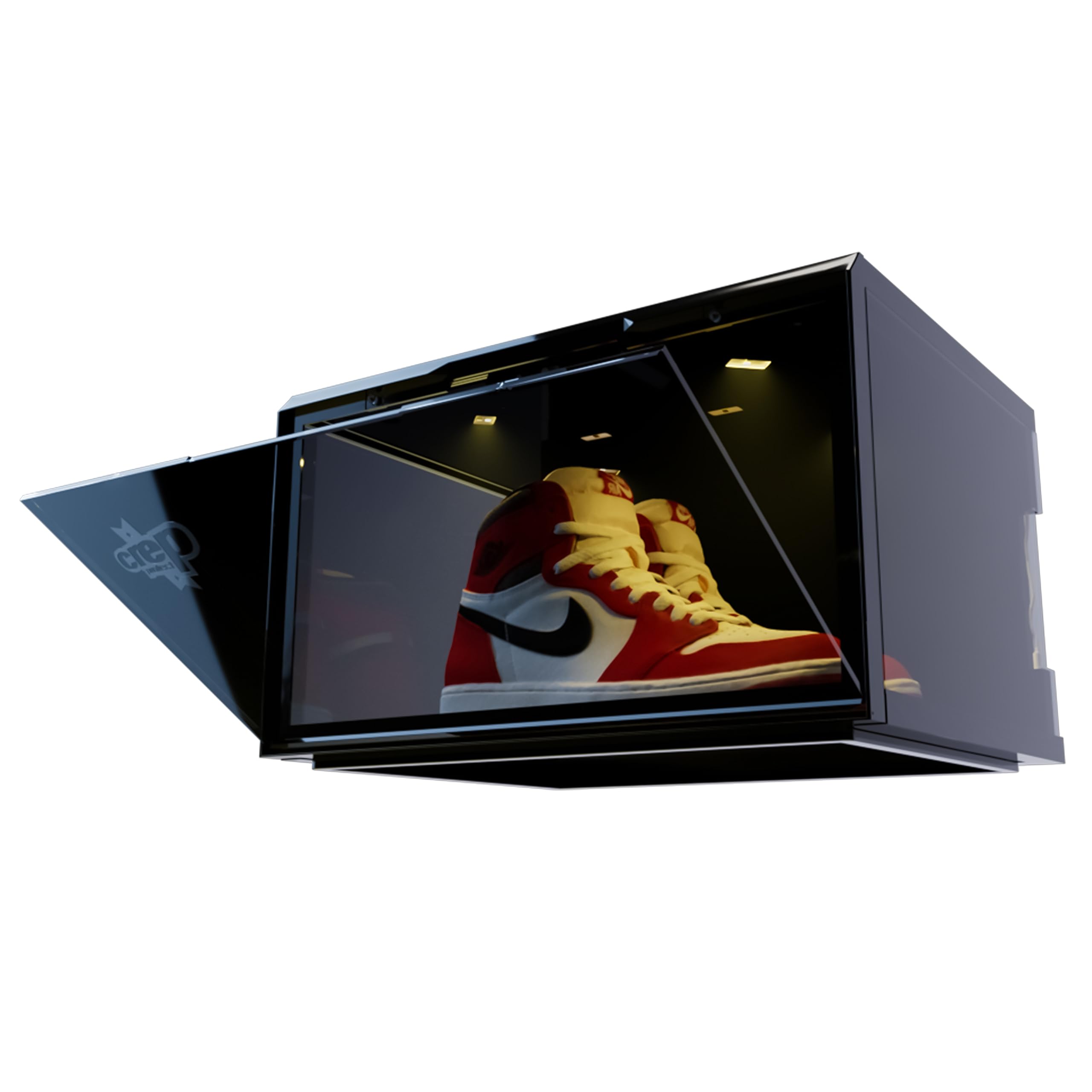 Crep Protect Transparente Schuhbox mit LED - Crates 3.0 Stapelbare Sneaker Aufbewahrungsbox mit Magnetischer Frontklappe, Schuh Organizer & Display Box, UV-Schutz, Für High-Tops bis EU 47