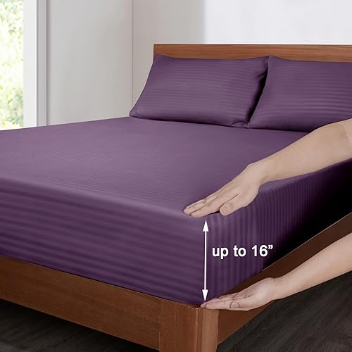 Miniatura 3 de Mejoroom Juego de sábanas de tamaño King, sábanas y fundas de almohada de 1800 hilos de lujo para hoteles, sábana bajera con bolsillos profundos de