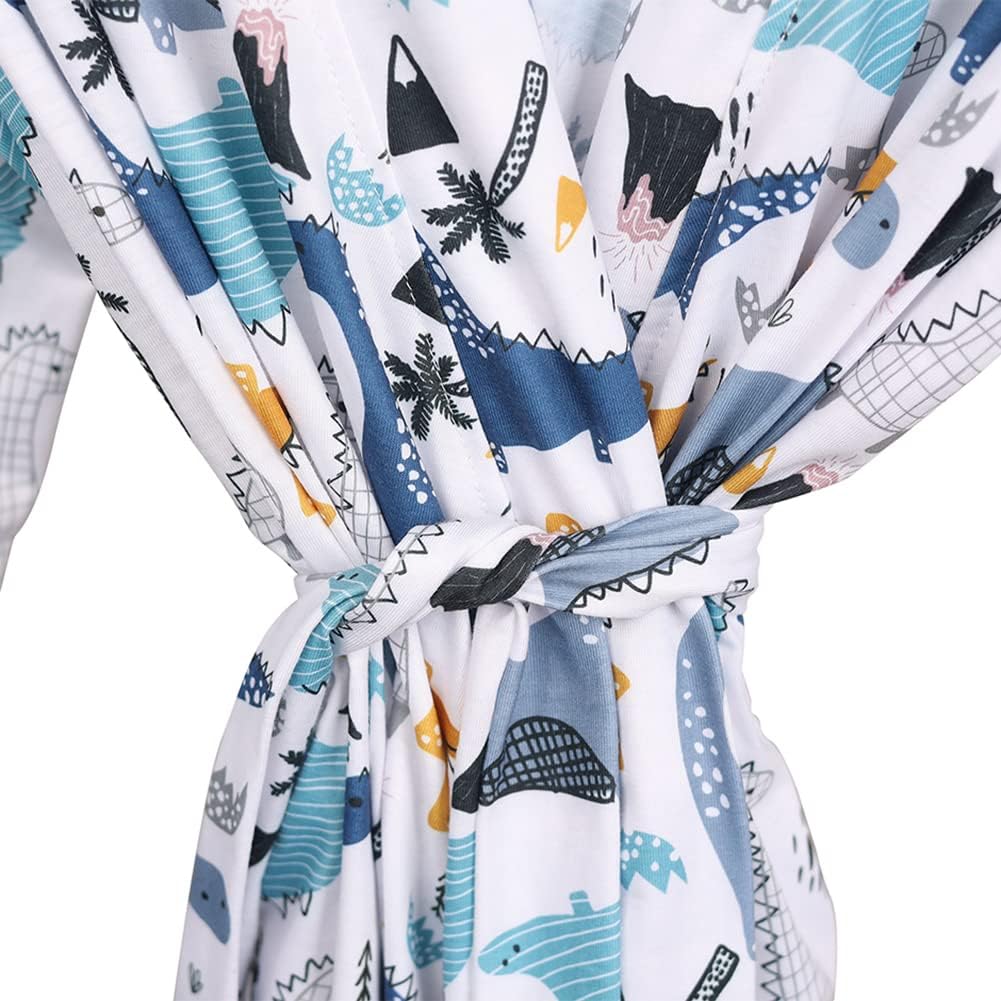 AWIBMK Mom and Me Robe and Swaddle Set and T-Shirt Hospital Labor Delivery Swaddling with Headband Hat for Mom Dad Baby - Image 6