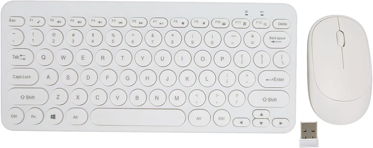 Keyboard and Mouse Combo, 2.4Ghz 78 Key Retro Round Keycap