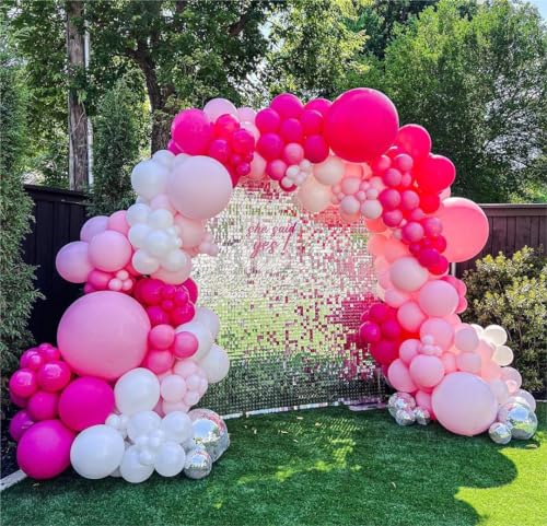 Bezente Hot Pink Latex Party Balloons - 150 Pack 5 inch Matte Small Pink Helium Balloons for Wedding Baby Shower Valentine's Day Birthday Party Backdrop Decorations - 3