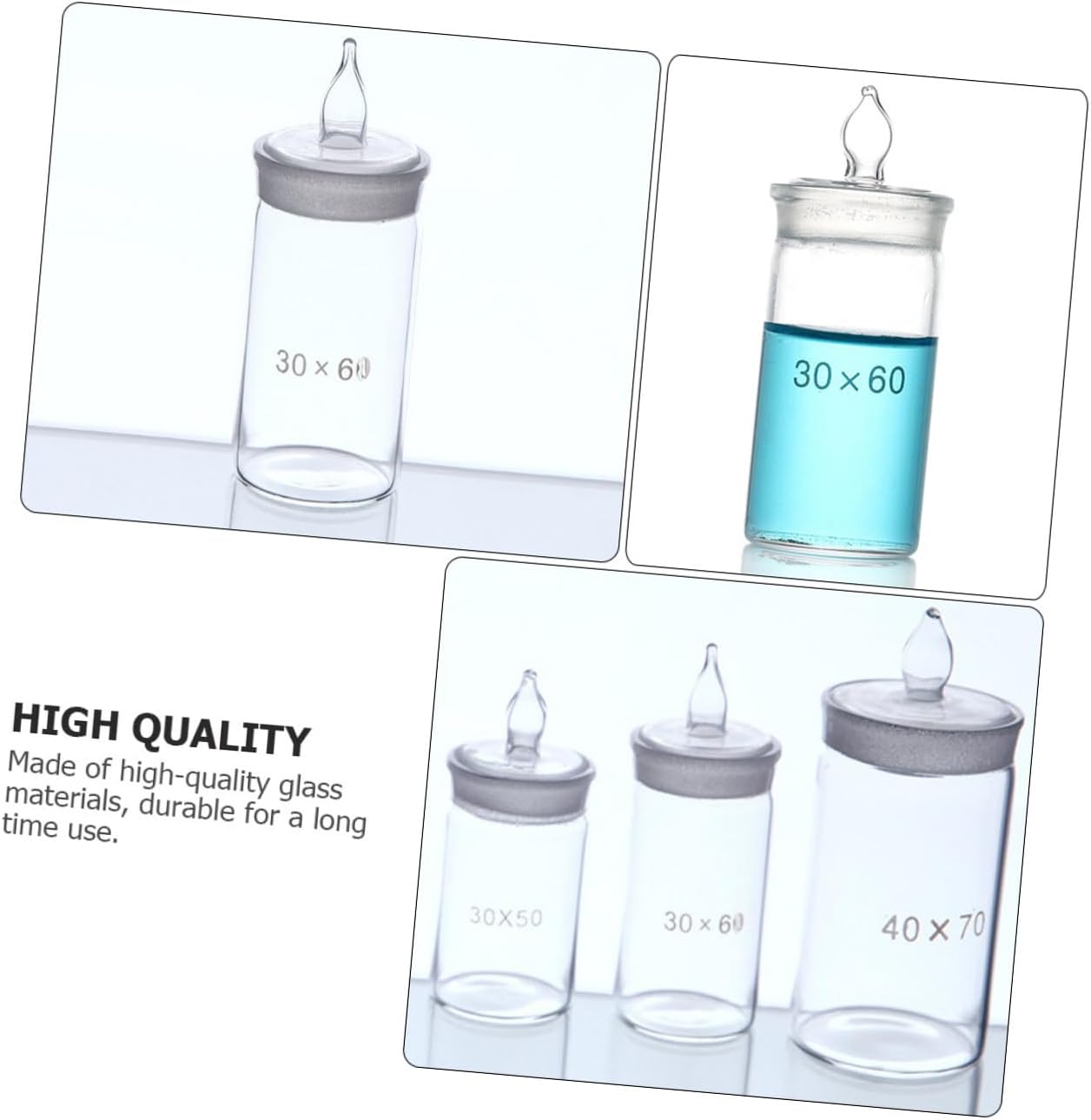 Glass Weighing Bottle with Lid Heat Resistant Laboratory Sample Container for Precise Solid Measurement in Science Labs and Factories