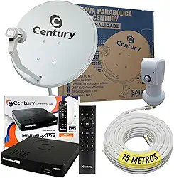 Kit Completo Century Receptor Midiabox B7 C/Antena Ku 60cm