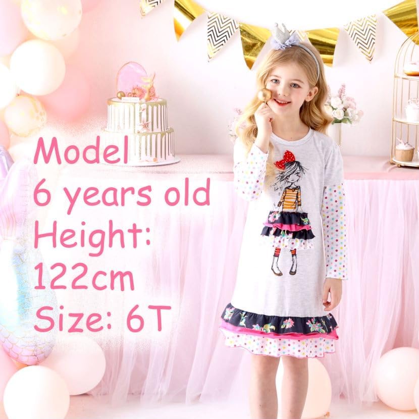 Image of VIKITA 2017 Girls Embroidery Cotton Long Sleeve Flower Dresses LH5460 for 1-8 Years ?-