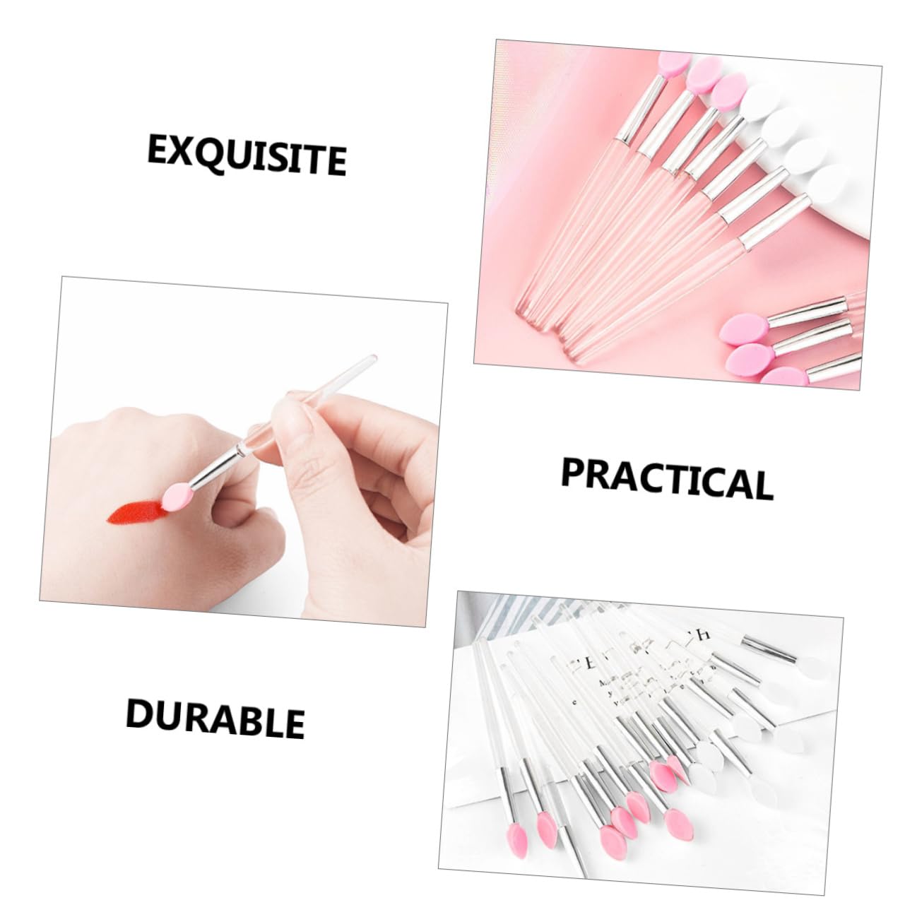 Ipetboom 10Pcs Silicone Lip Brush Lipstick Applicator for Precise Application Portable Makeup Tools with Handle for Lip Masks Lip Care