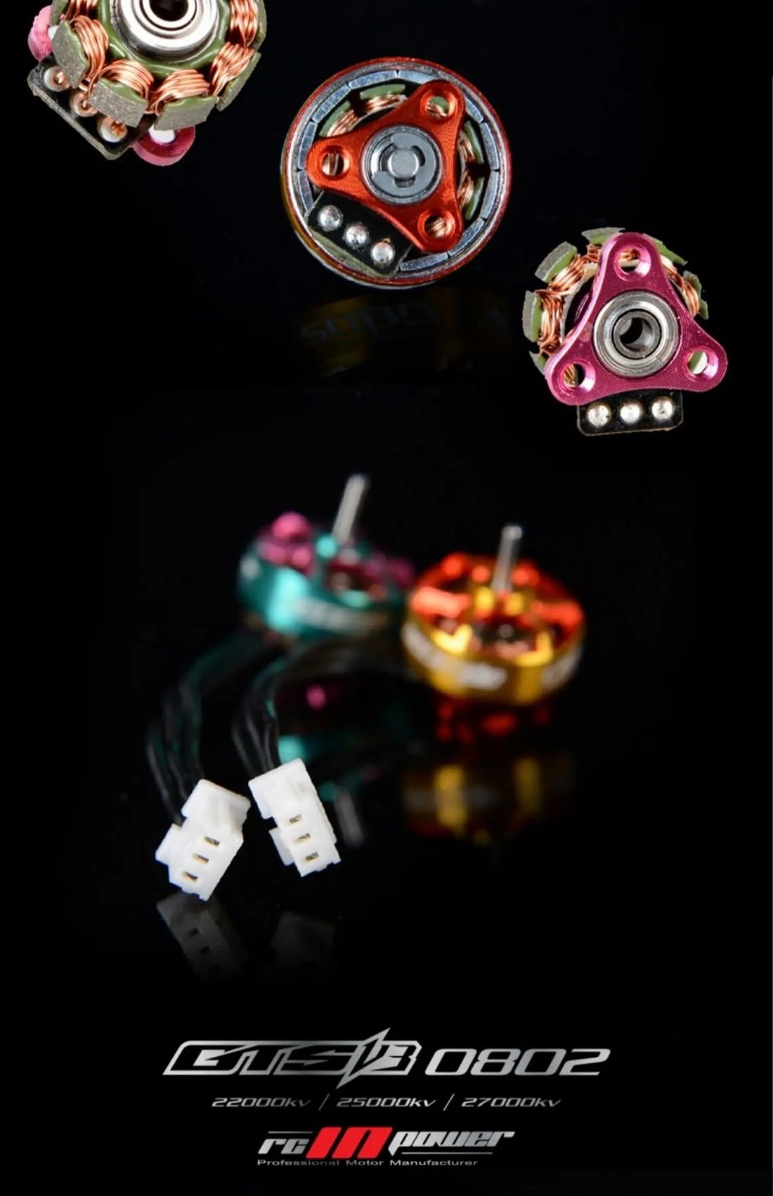GTS V3 0802 22000KV/25000KV 1S 4,25V FPV bezszczotkowy silnik do silników RCINPOWER 1,2 ~ 4,1 cm mini drony wyścigowe z ramą wewnętrzną (4 szt. 0802 25000KV)