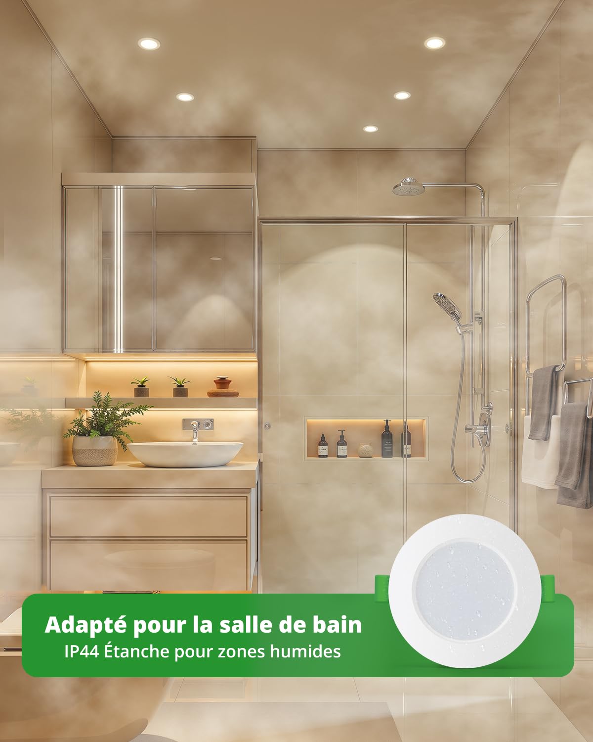 HOMEOW Lot de 12 Spot LED Encastrable Extra Plat 7W 220V 700LM IP44 4000K Blanc Neutre Diamètre 118mm Découpe 95-110mm