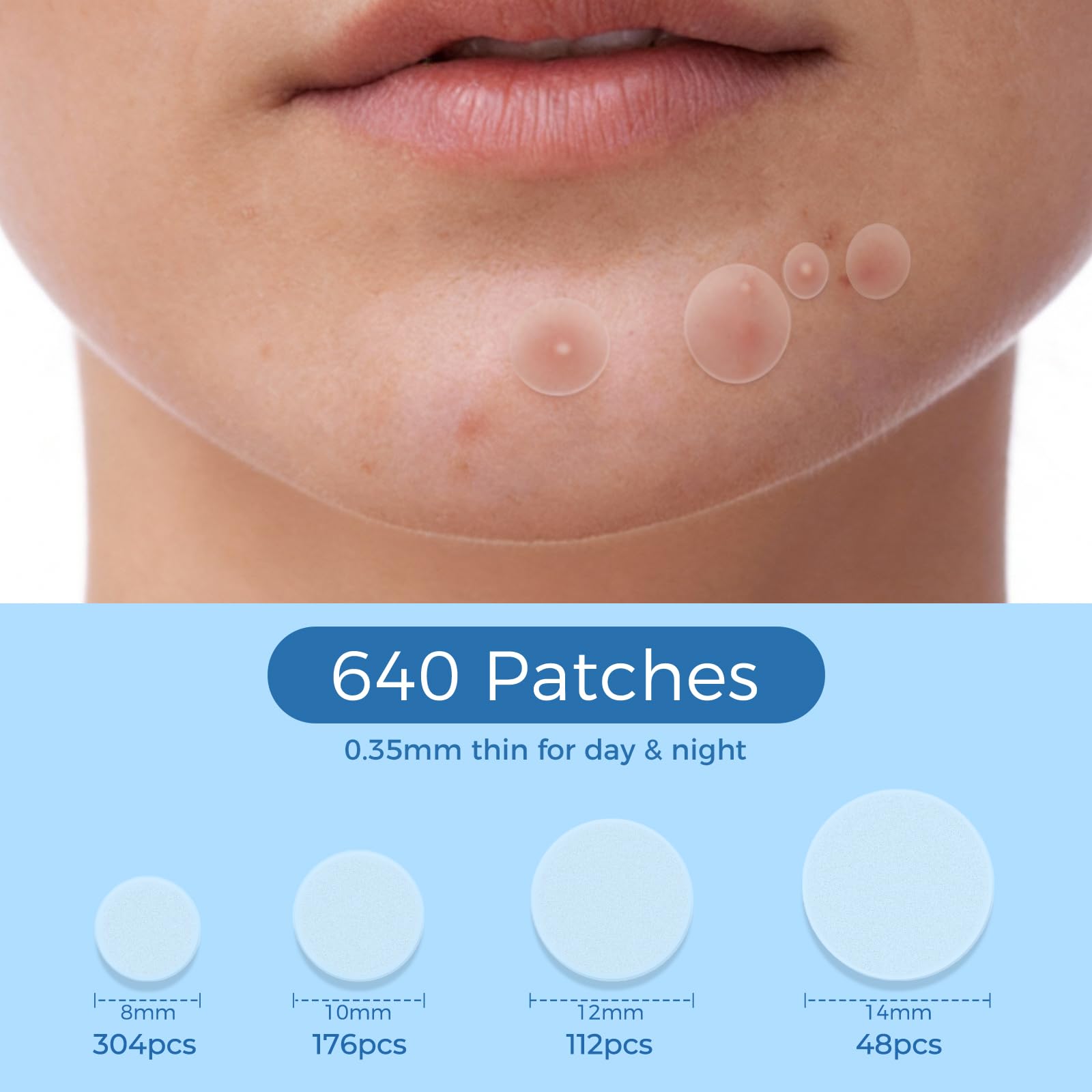 Pimple Patches for Face, 640 Count Hydrocolloid Acne Patches for Face, 4 Sizes Zit Patch for Covering, Blemishes and Breakouts, Dots Stickers with Salicylic Acid, Tea Tree Oil & Calendula Oil - 3
