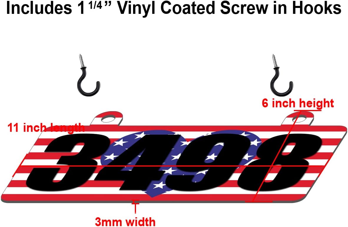 VWAQ Custom American Flag Heart Reflective Numbers Hanging Plaque for Mailbox Patriotic Aluminum Sign House Address- Double Sided - AS5S4 (Black)