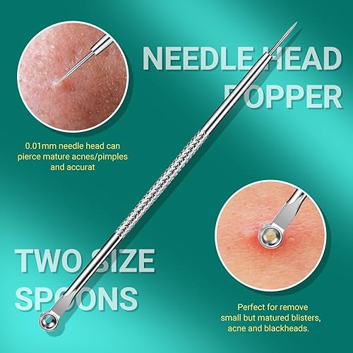 Miniatura 6 de TsMADDTs Kit de herramientas para reventar espinillas, 6 herramientas para eliminar puntos negros para cara y nariz, kit de depilación encarnada con