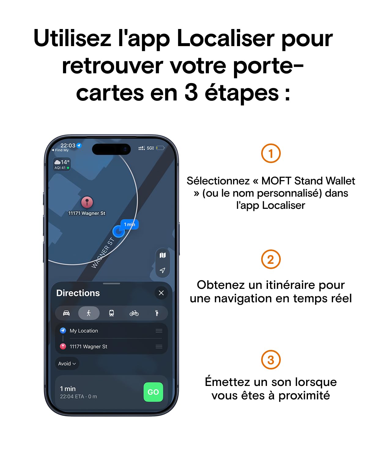MOFT Porte Cartes et Support Magnétique avec Apple Localiser, Support Téléphone Magnétique en Cuir MOVAS™ Réglable, Compatible avec iPhone 17/16/15/14/13/12, Sunrise