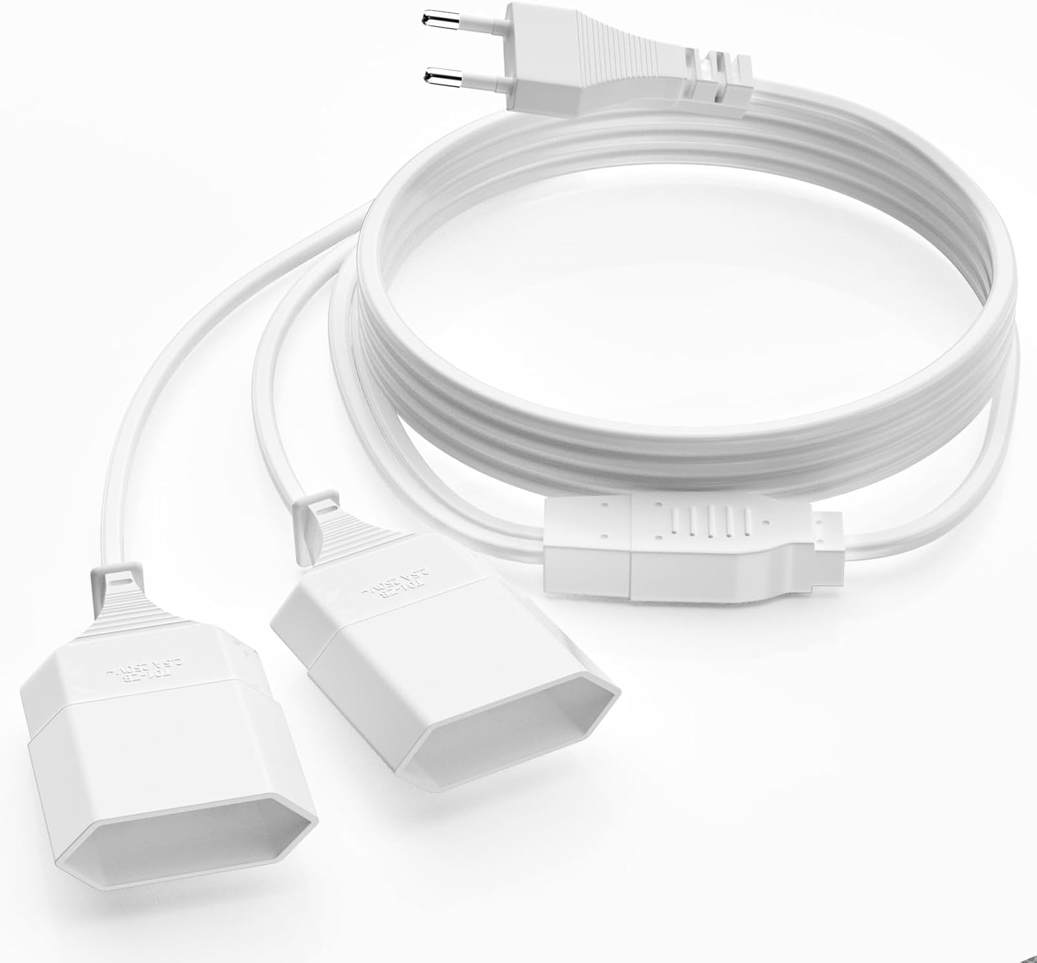 VIEVRE Verlängerungskabel 2-in-1 Flachstecker - 0.5M Eurostecker Weiß