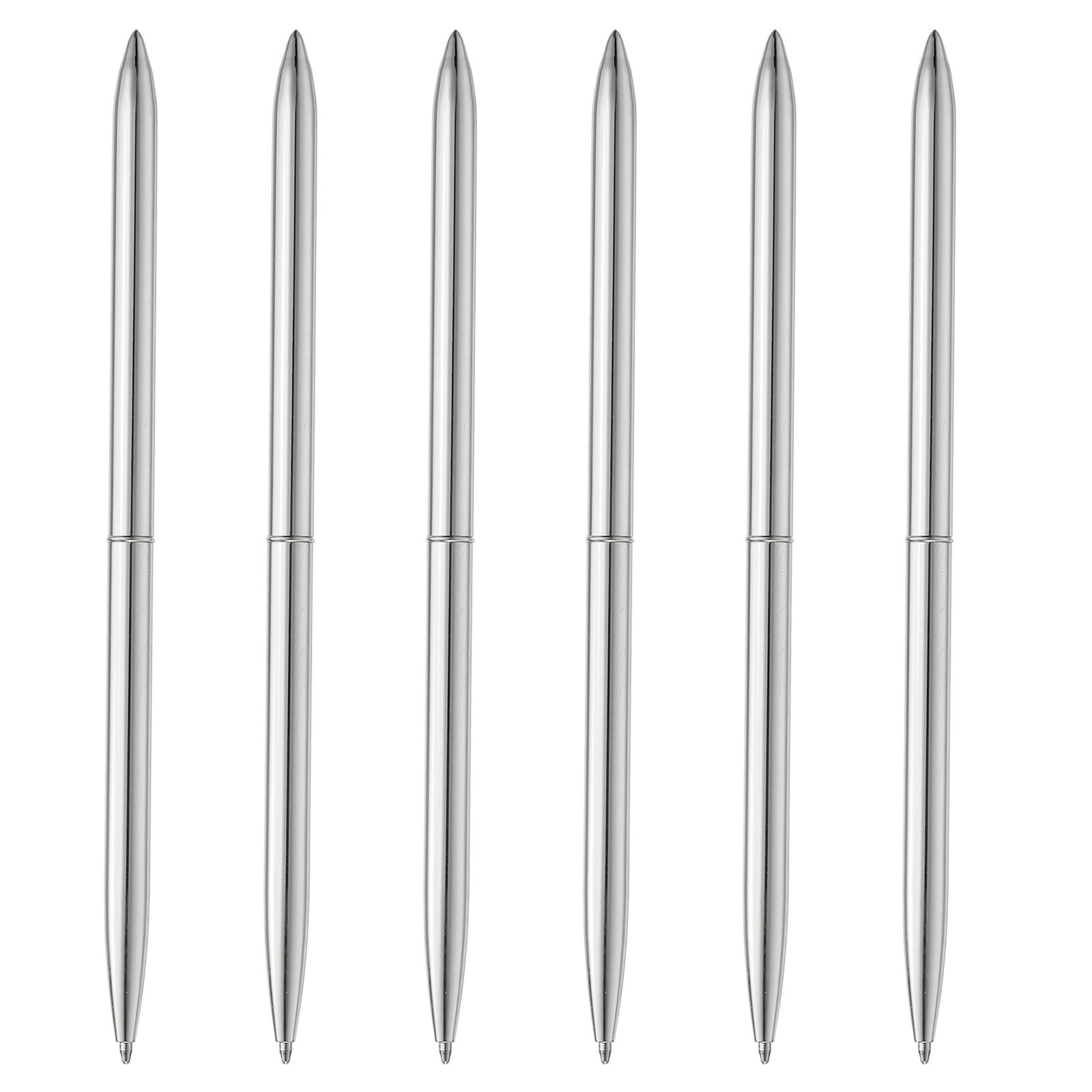 PATIKIL Slim Metallic Ballpoint Pen, 6Pcs Black Ink 1mm Medium Point Retractable Smooth Writing Pens for Business Office Wedding Guest Book, Silver