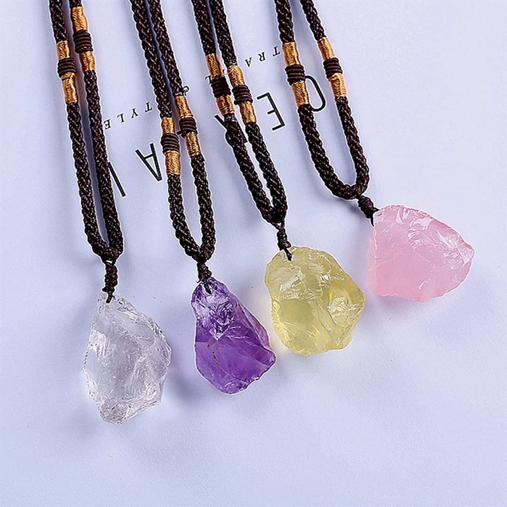 Piedra Natural 1 Pieza al Azar Natural Amatista cruda Rosa Transparente Citrino Piedra áspera Collar de Cristal de Cuarzo Colgante Regalo Gemas Chakra (Citrino 1 Pieza)