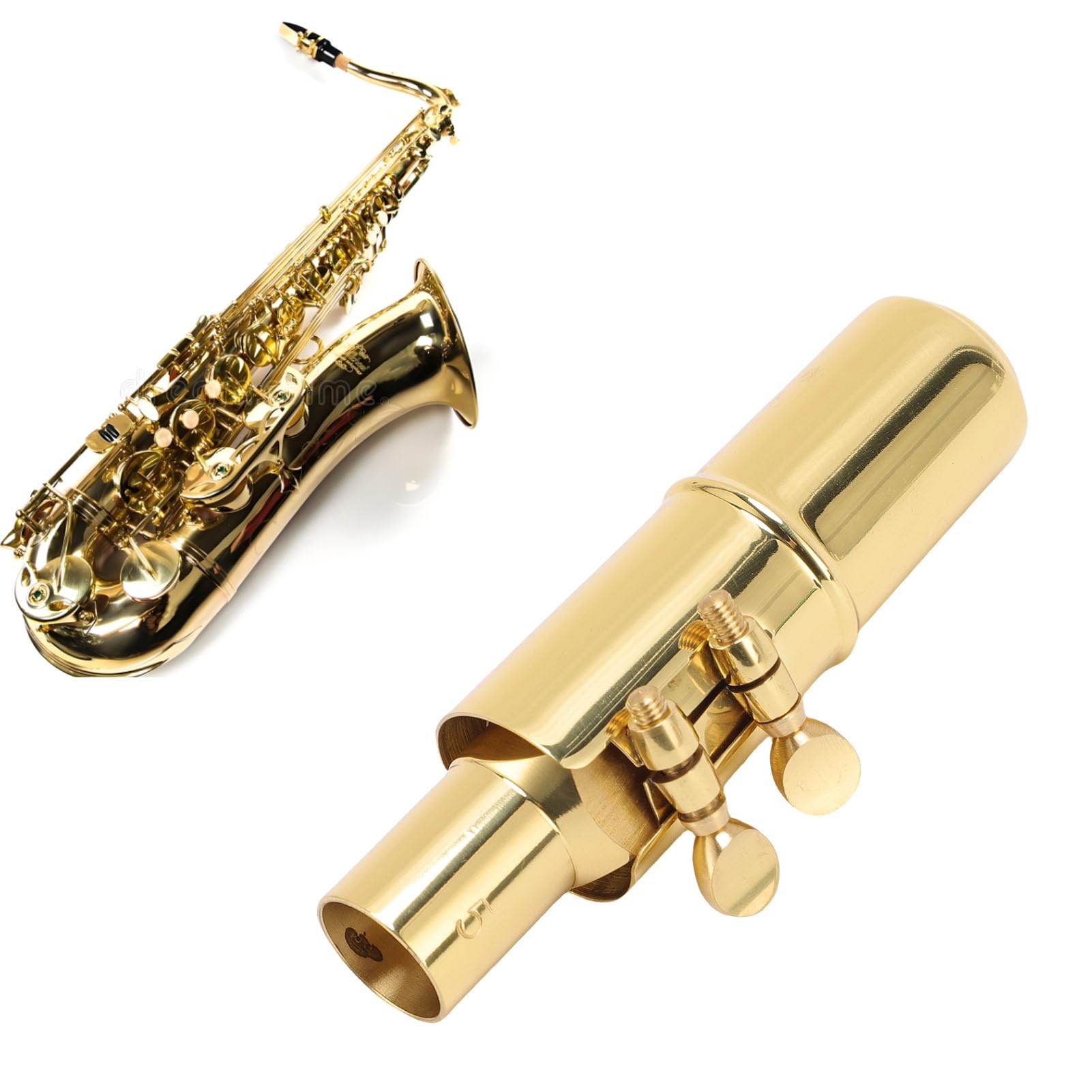 Fafeicy Bec de Saxophone Alto 5C, Bec de Saxophone Professionnel en mi♭ en Laiton avec Capuchon et Ligature pour étudiants et Interprètes