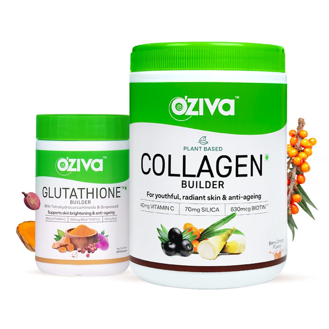 Plant Based Collagen Berry Orange Supplement 250 Grams And Plant Based Glutathione Builder 60 Vegetarian Capsules