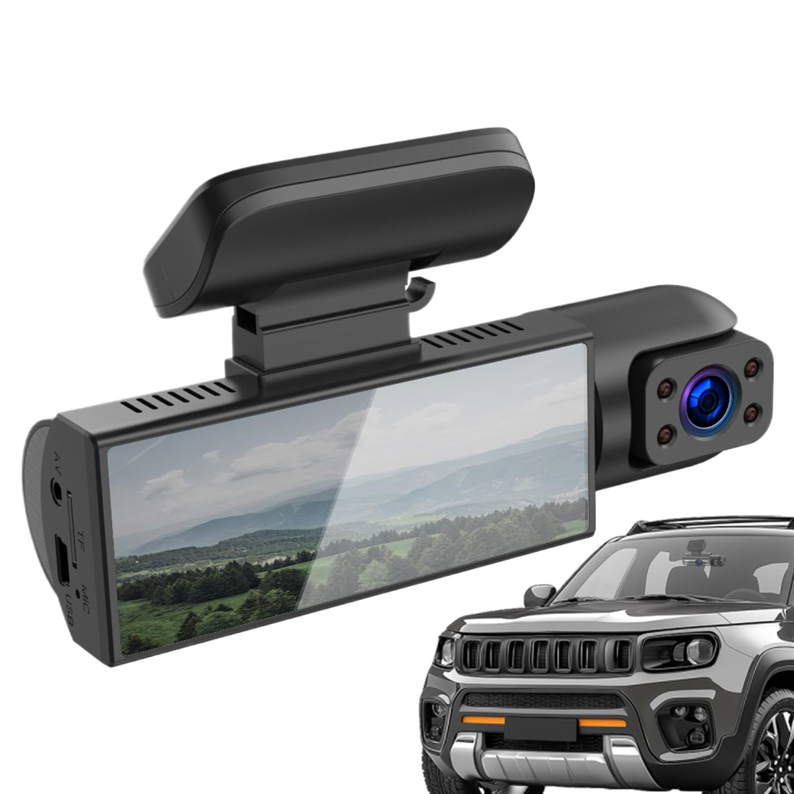 Videocamera Auto Wireless Registratore Doppio Senza Fili in Metallo con | Cam da Cruscotto Auto Per Parcheggio Inversione E Viaggi Su Strada Per Camion E