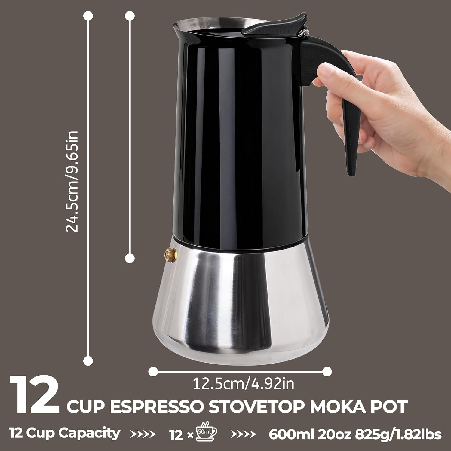 12 Cup Stainless Steel Moka Pot Express Coffee Maker Stovetop image 2