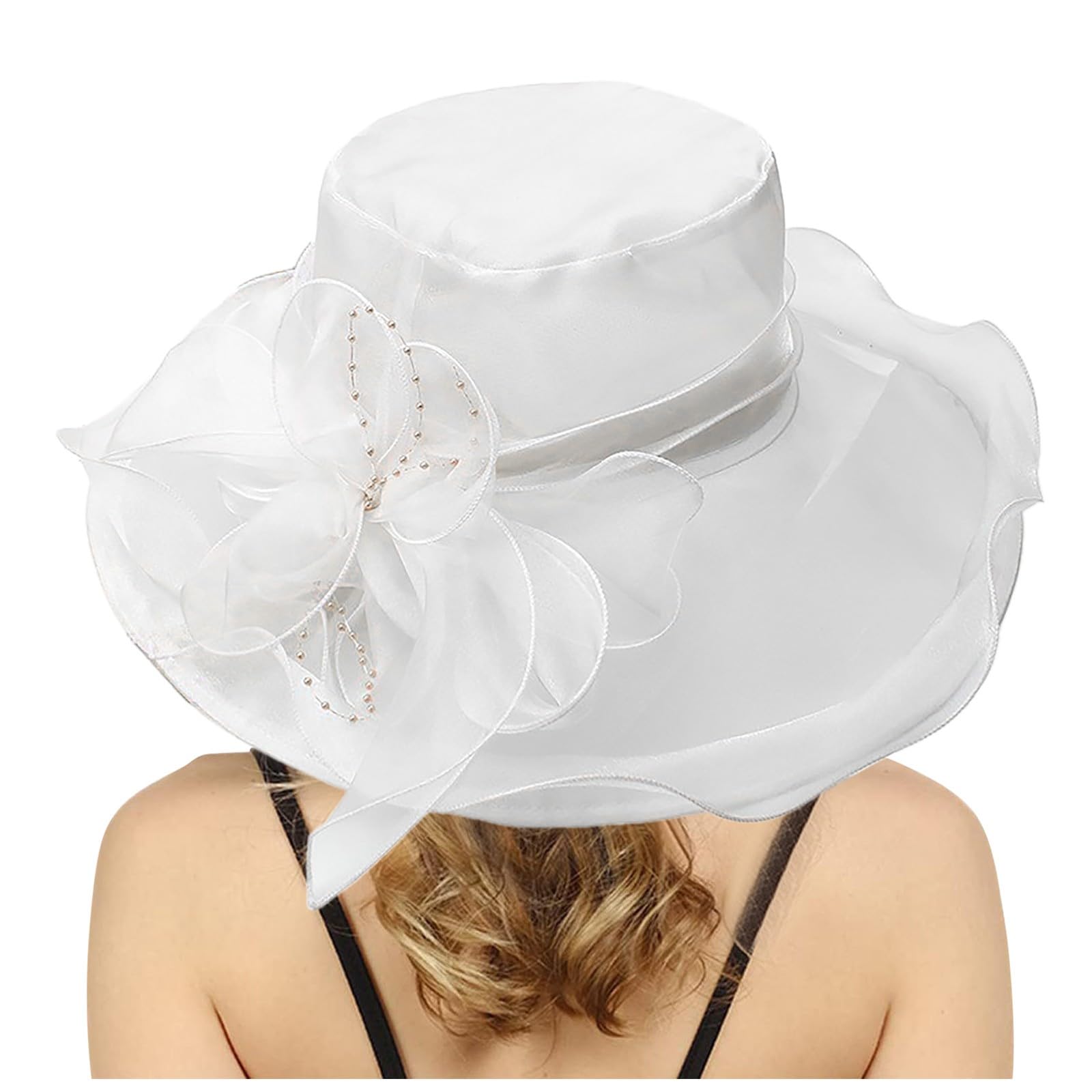 Briskorry Sombrero para el sol con ala ancha para mujer, elegante sombrero de organza verde, sombreros de verano con protección UV, gorro de playa plegable, para senderismo, transpirable, cómodo, sombrero de